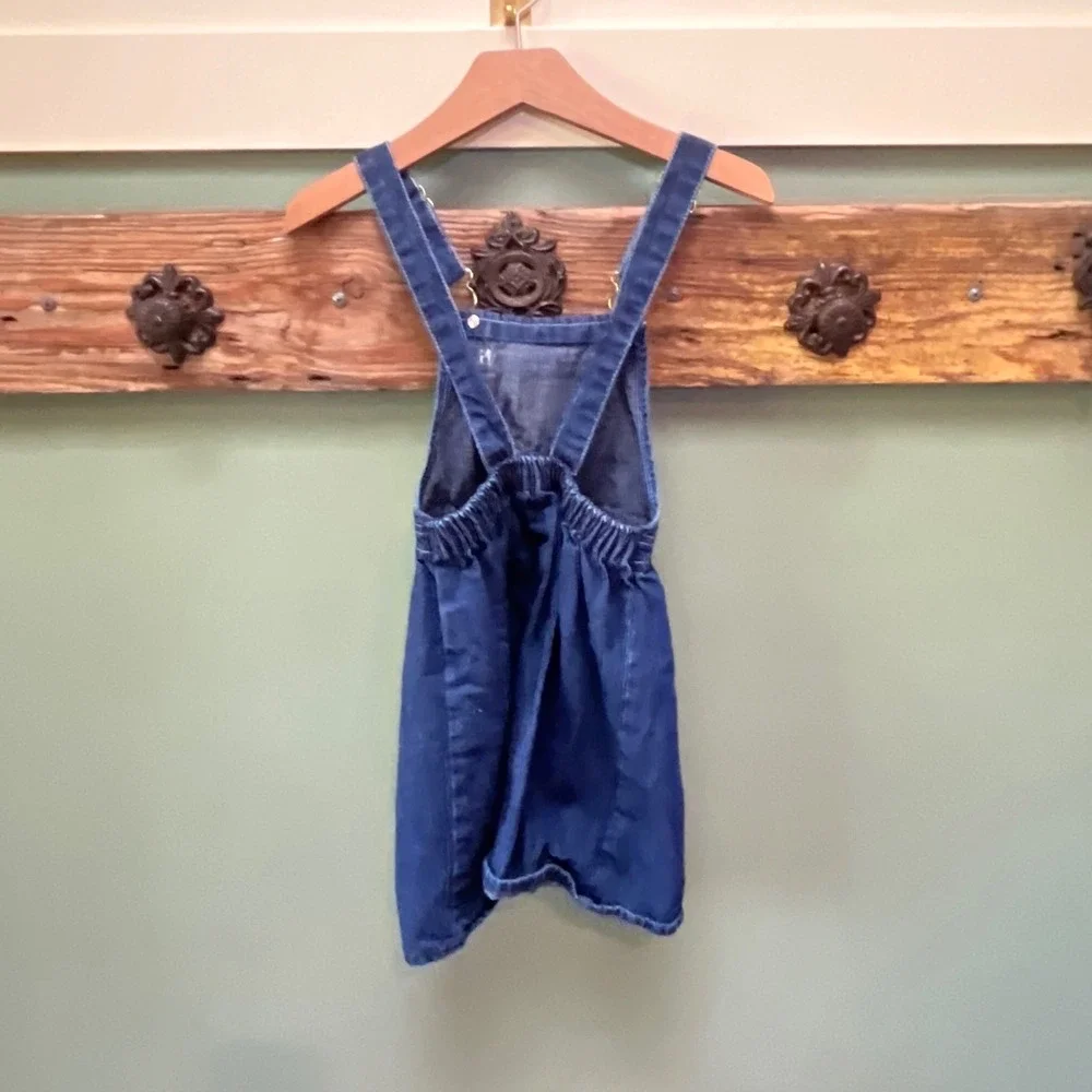 OshKosh Bgosh Girls Blue Denim Overall Jumper Dress Size 6 Made in USA 3821 F